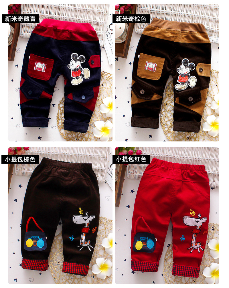 Quần trẻ em mùa đông có thể được thiết lập quần cotton quần bé trai và bé gái quần nhung kẻ thường quần bé cashmere quần giữa và trẻ nhỏ quần short bé gái