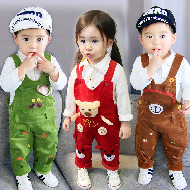 Corduroy trousers boys and girls overalls corduroy trousers children's denim trousers baby spring and autumn overalls