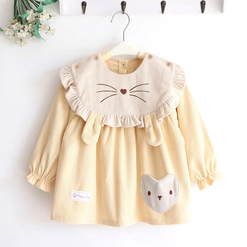 Baby girl's smock with princess skirt and bib