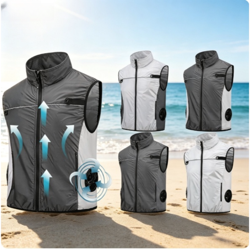 Summer Cooling Fan Vest for Men and Women, Lightweight and Breathable Air-Conditioning Jacket with Side Waist High Wind Power for Heat Dissipation and Cooling