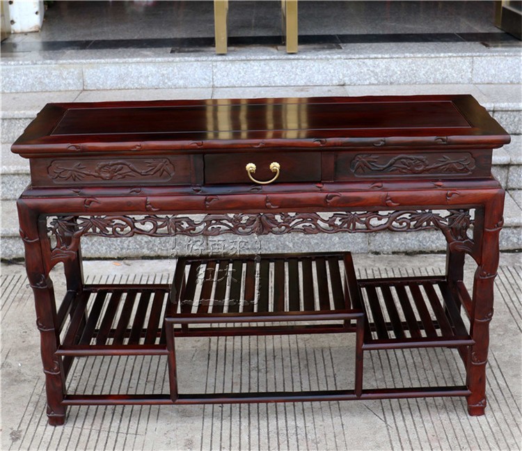 Nội thất gỗ gụ Lào gỗ hồng đỏ cũ chất liệu màu đen chạm khắc hoa trường hợp bàn sơn Sian Dalberg Bàn phong cách Trung Quốc - Bàn / Bàn 	bàn gỗ tân cổ điển