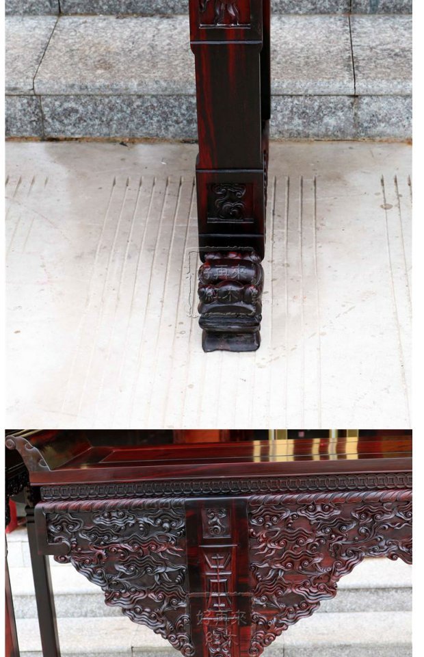Nội thất gỗ gụ Lào gỗ hồng mộc đỏ Zhongtang trường hợp Ganoderma lucidum ghế sáu mảnh đặt Sian gỗ hồng mộc cũ màu đen cho bàn - Bàn / Bàn bàn gỗ nhỏ