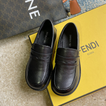 New flat bottom Inn wind single shoes womens retro black small leather shoes womens day 100 lap jk shoes genuine leather Lefoe shoes women