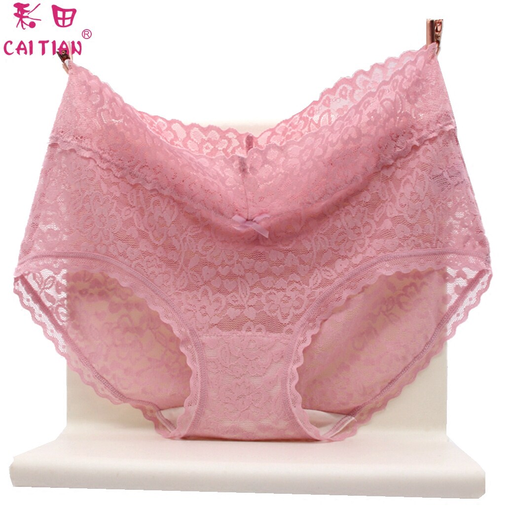 Color Tian underwear female transparent silver ion antibacterial mid-waist lace mesh lace mesh lace four corner underwear summer