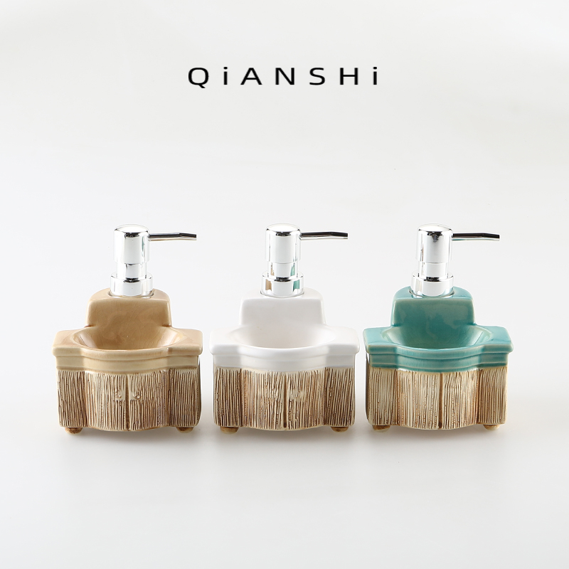 European style minimal creative ceramics press bathroom cabinet lotion bottle hotel makeup room packaging bottle washing hand bath bottle