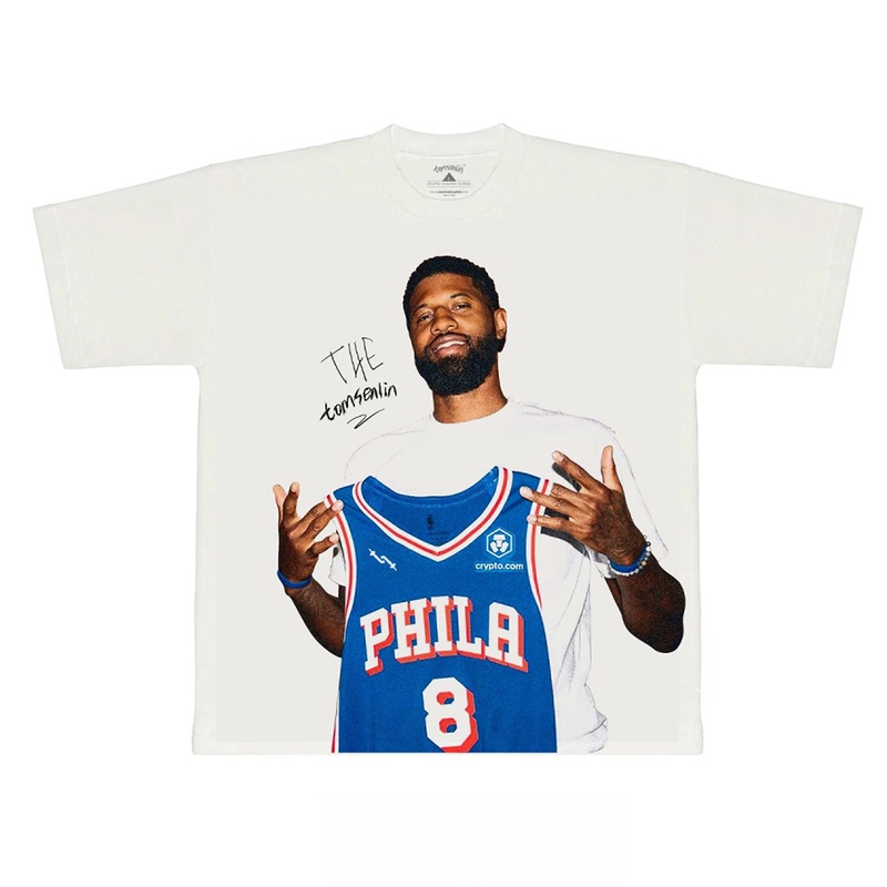 26Ss Paul George Printed Original Design American-Style Pure Cotton Short-Sleeved T-Shirt, Versatile for Men and Women, Trendy Brand