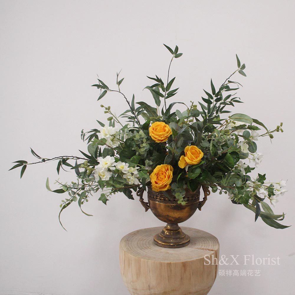 Emulated floral rose composition floral art fake floral floral table vase furnishing living-room corner a few pendulum pieces flower arrangement decorative flowers