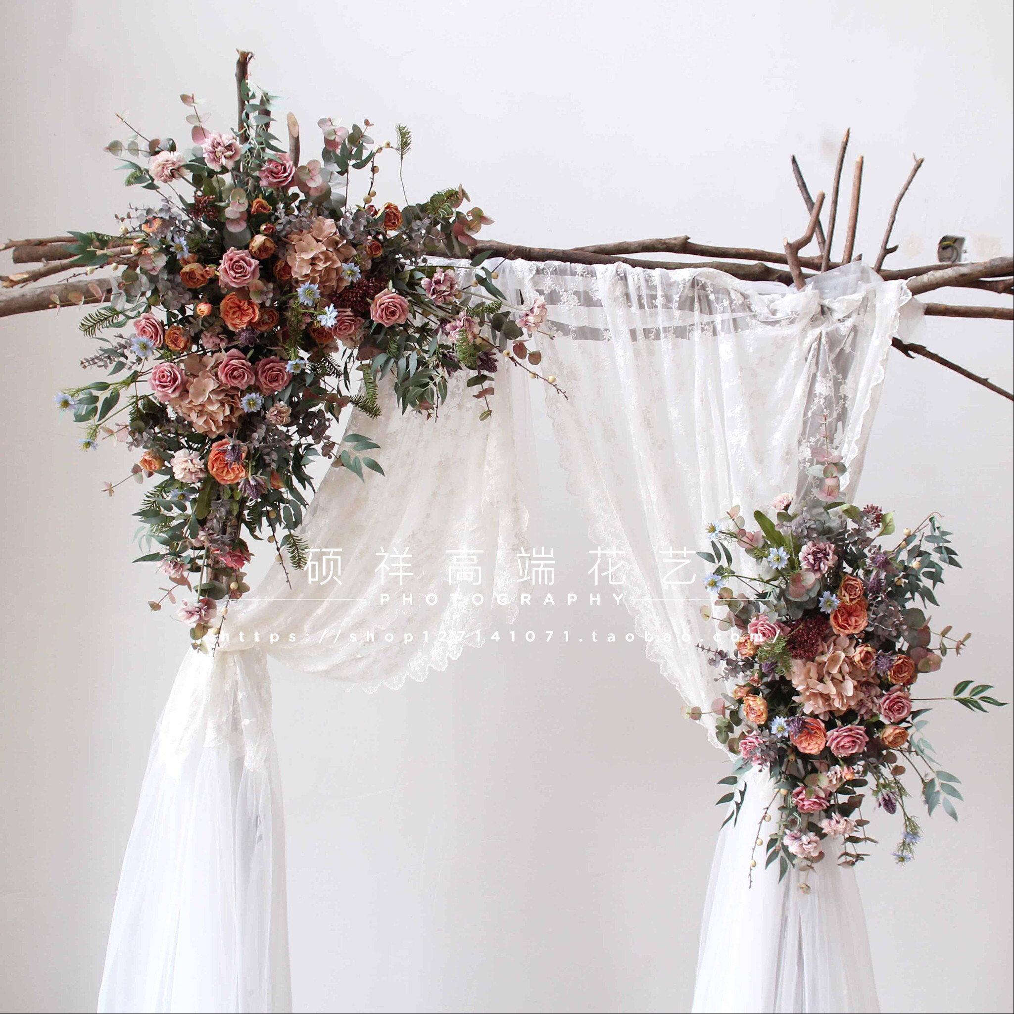Simulation rose outdoor wedding floral decoration arch retro welcome flower row shop window decoration shooting props