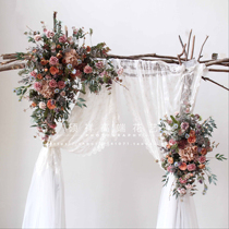 Simulation rose outdoor wedding floral decoration arch retro welcome flower row shop window decoration shooting props