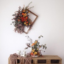 Simulation flower fake flower rose combination floral creative wall decoration wall-mounted background wall Xuanguan decorative floral home pendulum piece