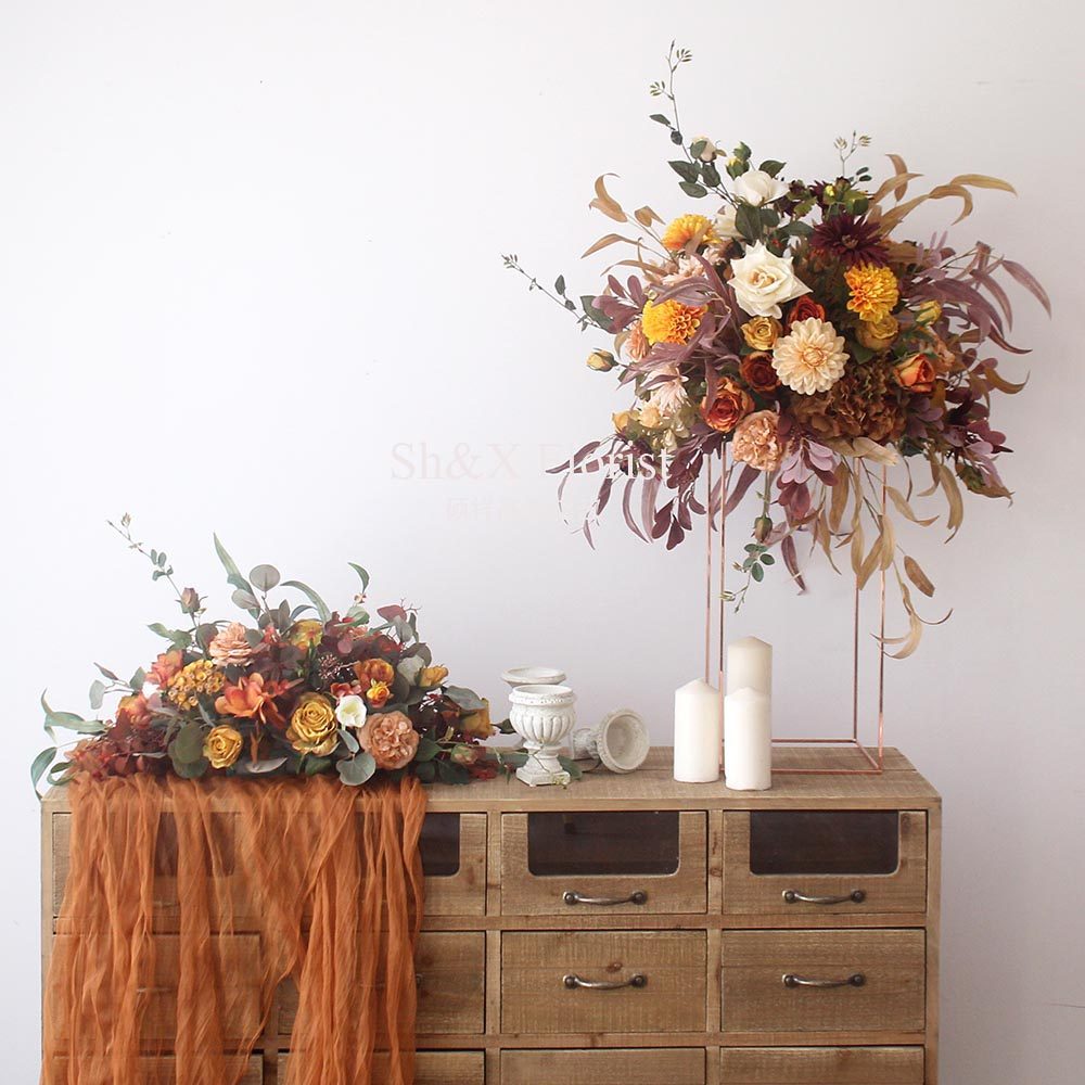 Emulated floral rose retro tone composition floral table decoration dining room wedding tabletop floral photography filming props