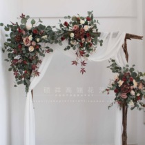 Simulation rose Maple Leaf retro style arches floral wedding decoration wedding props simulation flower row shop decoration