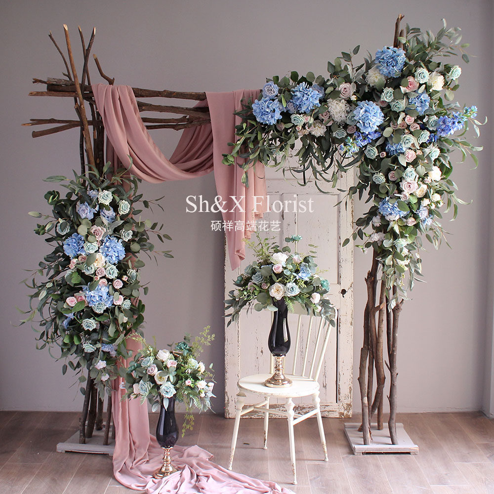 Simulation Rose Arch Door Floral Wedding Decoration Flowers Road Leading Flower Photography Decoration Background Flower Shop Window Net Red Wall Decoration