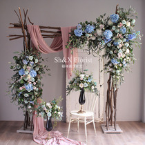 Simulation Rose Arch Door Floral Wedding Decoration Flowers Road Leading Flower Photography Decoration Background Flower Shop Window Net Red Wall Decoration