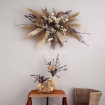 Dry Flower Reed Creative Wall Decoration Wall-mounted Photography SHOW SHOP WINDOW DECORATION FLORAL SHOP WALL DESIGN