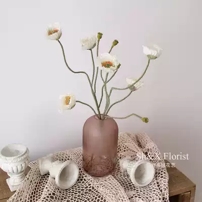 Poppy Flower Beauty simulation flower fake flower glass bottle combination set table living room desktop ornaments home decoration