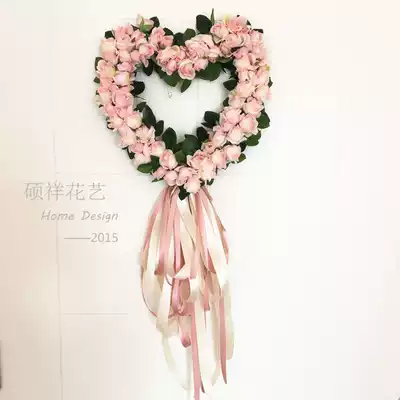 Korean style flower wreath door decoration door hanging lintel flower simulation rose wedding decoration fake flower garland