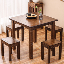 Nanzhu square table Simple childrens study table Dining table Square household small household dining table Solid wood square table