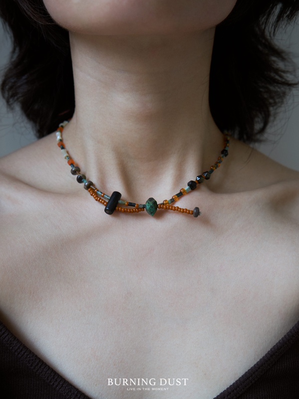 Songhaihe｜African Turquoise Horn Asymmetrical Handmade Original Design Natural Stone Vintage Exotic Fine Necklace