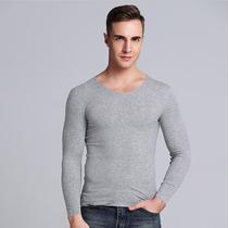 (Broken code clearance) no trace modal base shirt T-shirt mens long sleeve V collar slim bottom dress Korean spring and autumn thin