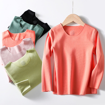Childrens unscented velvet thermal underwear autumn clothes base shirt long sleeve men and women Baby Baby Baby velvet plus thick autumn and winter