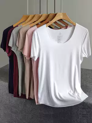 (broken code clearance)seamless modal semi-short-sleeved shirt T-shirt women's bottoming shirt Slim V-neck simple spring, autumn and summer thin