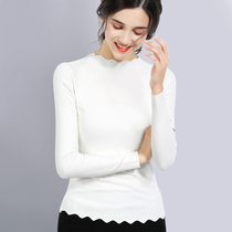 Double-sided velvet velvet no trace petal collar base shirt T-shirt women long sleeve plus velvet thick thermal underwear spring and winter