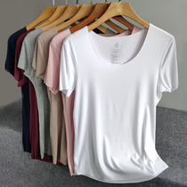  (broken code clearance)seamless modal semi-short-sleeved shirt t-shirt womens bottoming shirt Slim V-neck simple spring autumn and summer thin
