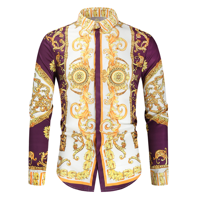 European Style Men's Long-Sleeved Shirt, Trendy Indian Dance Loose Shirt, Breathable Printed Top for Men European Style Men's Long-Sleeved Shirt, Trendy Indian Dance Loose Shirt, Breathable Printed Top for Men