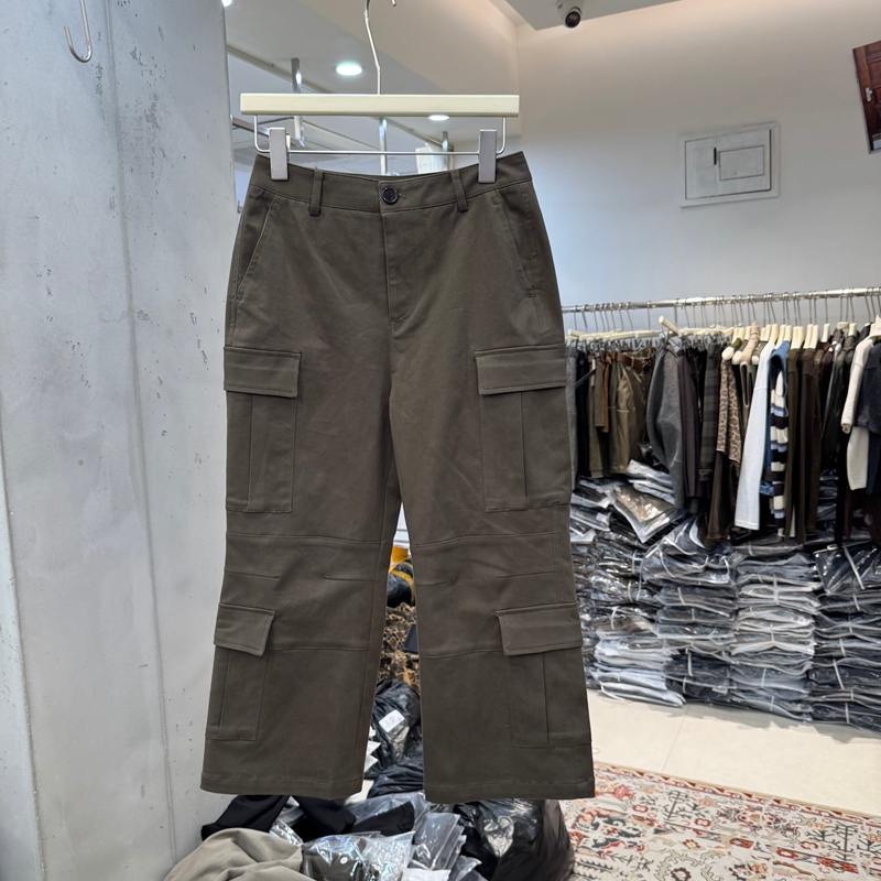 8090 Clothing B26605 High-End Multi-Pocket Workwear Casual Pants for Women, Versatile and Fashionable Cropped Pants for Petite Figures