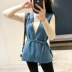 Quần áo mùa thu nữ 2018 mới phù hợp với thời trang phiên bản Hàn Quốc của chất liệu áo vest vest vest vest nữ hai mảnh áo len cao cổ nữ hàn quốc Vòng cổ áo len
