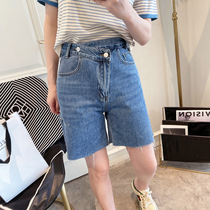 Denim Shorts Womens Summer 2022 New Womens Fashion Korean Version Fashion High Waist Display Slim Fit Slim Straight Hair Side 50% Pants Children