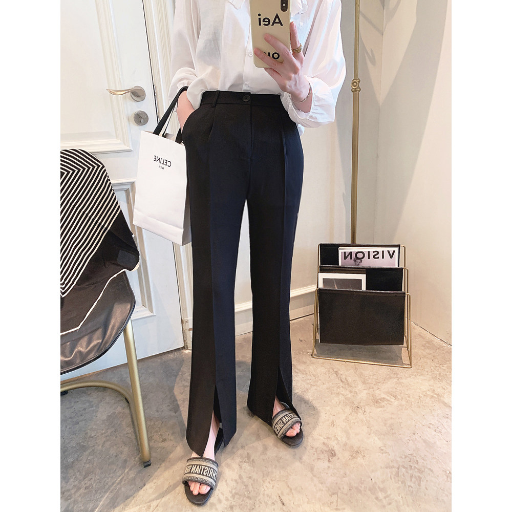 Blazer pants women 2022 spring new women's Korean version of fashion western style chiffon slit straight leg slacks women