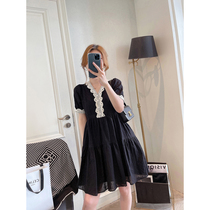 Fa-style Dress Woman 2022 Summer new womens clothing Korean version Fashion lace splicing V Collar Bubble sleeves Skirt Tide