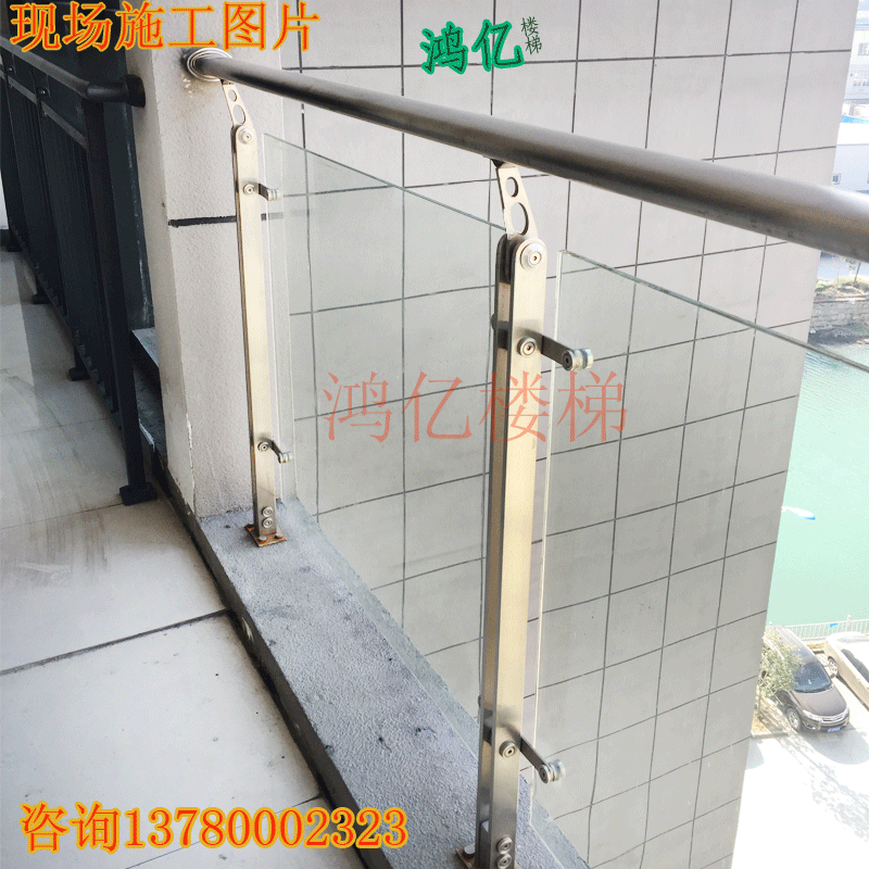 Ningbo staircase glass handrail Accessories for column railing Stair stainless steel tempered glass handrail price per meter