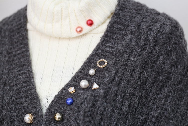 Nhật Bản và Hàn Quốc ngọc trai nhỏ chống ánh sáng trâm cài cổ áo pin khóa áo len cardigan từ pin pin khăn quàng cổ phụ kiện ghim cài áo PNJ