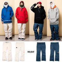 1819HOLIDAY Korean ski pants male and female single double plate micro horn collecting leg slim leg waterproof and abrasion resistant