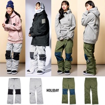 1819HOLIDAY Korean ski pants mens and womens single double board micro-horn slimming leg waterproof wear-resistant leg pants