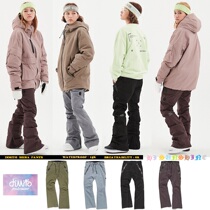 1920DIMITO Korean ski pants single double board waterproof style mens and womens style loose leg pants micro La big land color SIERA