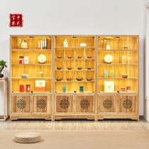 Glass Display Cabinet Solid Wood Bogu Rack Oak Wood New Chinese Style Zen bookshelves Antique Multi Treasure Cabinet Tea Cabinet