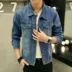 Mẫu áo thu đông 2018 nam Hàn Quốc giản dị áo khoác denim nam mỏng tay dài áo khoác nam quần áo thủy triều hoang dã áo da nam Áo khoác