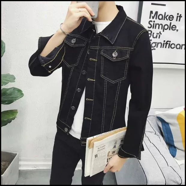 Mẫu áo thu đông 2018 nam Hàn Quốc giản dị áo khoác denim nam mỏng tay dài áo khoác nam quần áo thủy triều hoang dã áo da nam