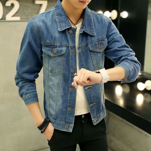 Mẫu áo thu đông 2018 nam Hàn Quốc giản dị áo khoác denim nam mỏng tay dài áo khoác nam quần áo thủy triều hoang dã