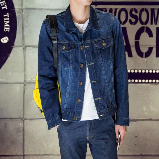 Mẫu áo thu đông 2018 nam Hàn Quốc giản dị áo khoác denim nam mỏng tay dài áo khoác nam quần áo thủy triều hoang dã