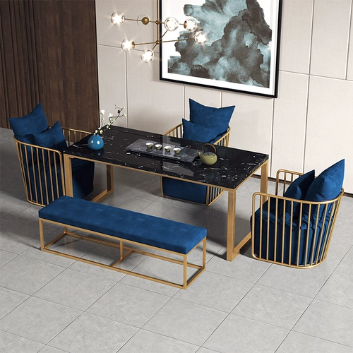 Чайный стол и стул Комбинированная простота, современный китайский домашний свет роскошный мрамор маленький чайный стол офис кунг -фу чайный стол