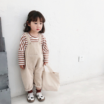 Girls pants 2019 spring new baby children casual corduroy trousers children solid color wild tie pants