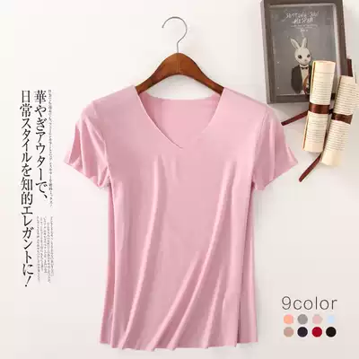 Foreign trade incognito T-shirt women's modal short-sleeved summer thin section loose solid color incognito V-neck Korean version of all-match bottoming shirt
