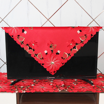 Big Red Festive embroidered TV cabinet Flag European-style wedding TV Hood Lace dust cover