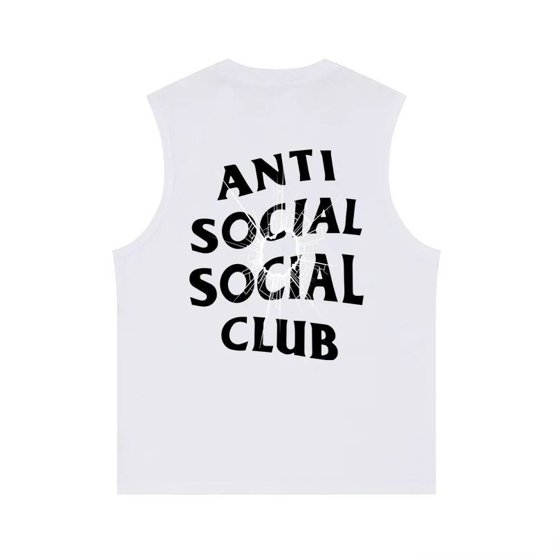 Пустой принт с разорванной надписью ANTI SOCIAL SOCIAL CLUB ASSC на футболке без рукавов свободной посадки хлопковый жилет