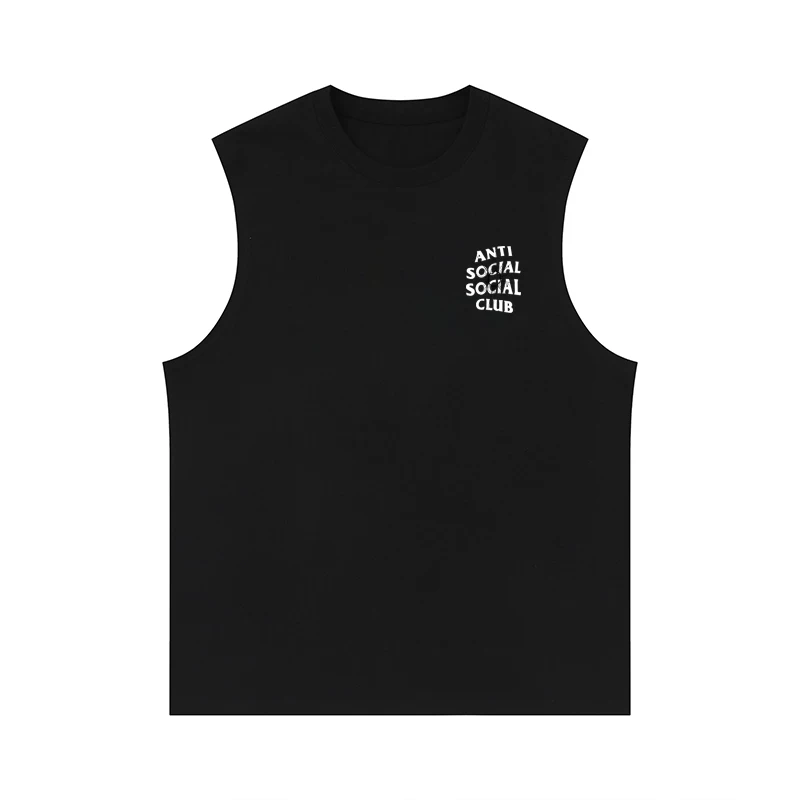 Пустой принт с разорванной надписью ANTI SOCIAL SOCIAL CLUB ASSC на футболке без рукавов свободной посадки хлопковый жилет